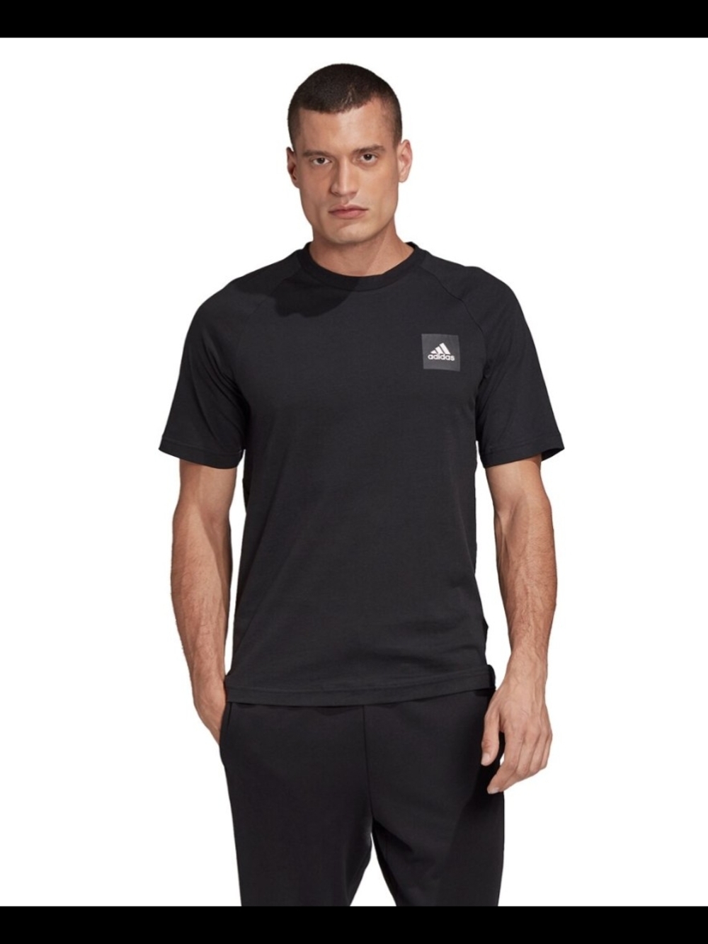 adidas Black Short-Sleeve Crew Logo Tee